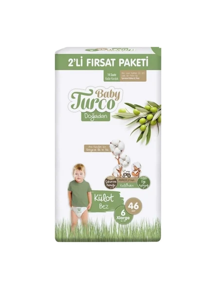 Baby Turco Doğadan 6 Numara XLarge 46'lı Külot Bez