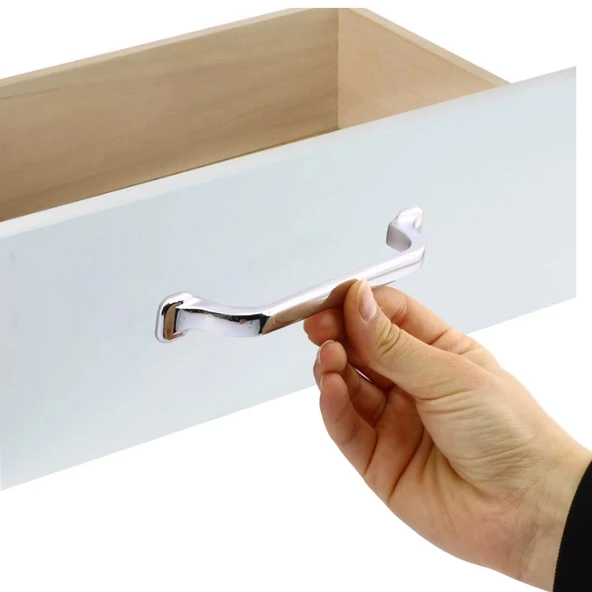 10 Adet Zümre Düz Mobilya Mutfak Dolabı Çekmece Dolap Kapak Kulpu Kulb Kulbu Krom 128 Mm Metal Kulp - 3
