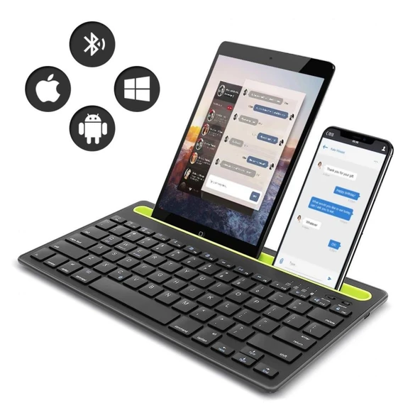 Samsung Galaxy Tab S10 Ultra 14.6" Uyumlu Kablosuz Bluetooth Şarjlı Standlı Klavye - Yeşil