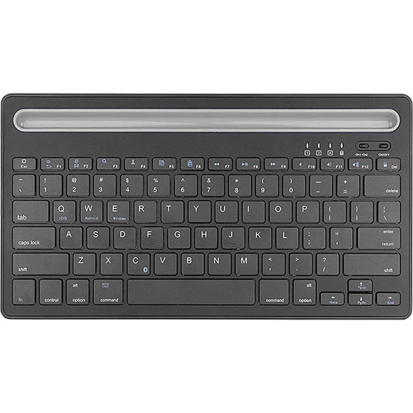 Doogee T40 Pro 12" Uyumlu Kablosuz Bluetooth Şarjlı Standlı Klavye - Gri