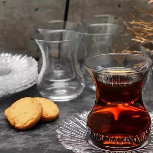 Paşabahçe Aurora Çay Takımı, 12 Parça - 155 ml Bardak ve Tabak Seti, 95961 - 2