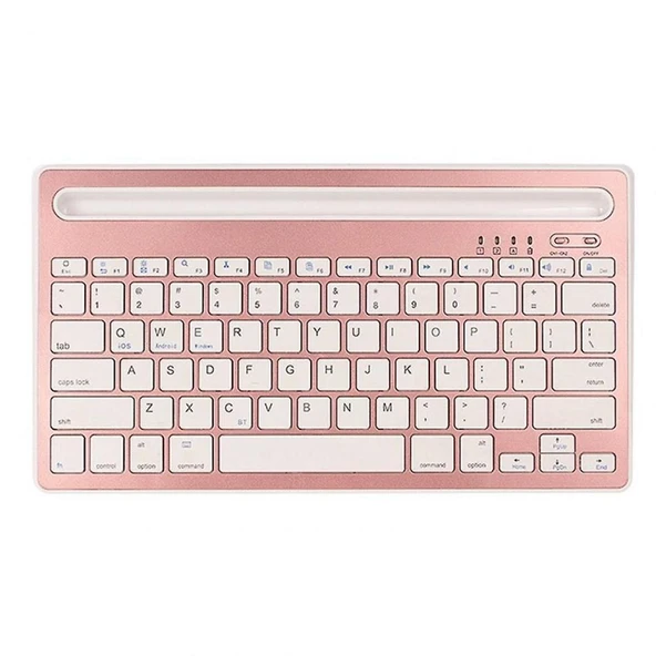Swipe X1 10.1" Uyumlu Kablosuz Bluetooth Şarjlı Standlı Klavye - Pembe