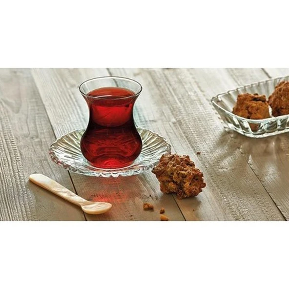 Paşabahçe Aurora Çay Takımı, 12 Parça - 155 ml Bardak ve Tabak Seti, 95961 - 6