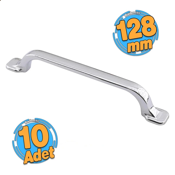 10 Adet Zümre Düz Mobilya Mutfak Dolabı Çekmece Dolap Kapak Kulpu Kulb Kulbu Krom 128 Mm Metal Kulp