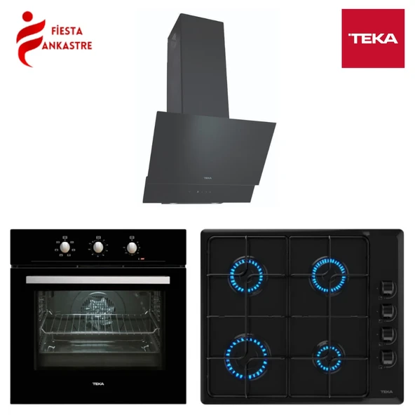 TEKA SİYAH ANKASTRE SET 1 ( HE 715 FIRIN + HLX 640 OCAK + ATV 60 DAVLUMBAZ )