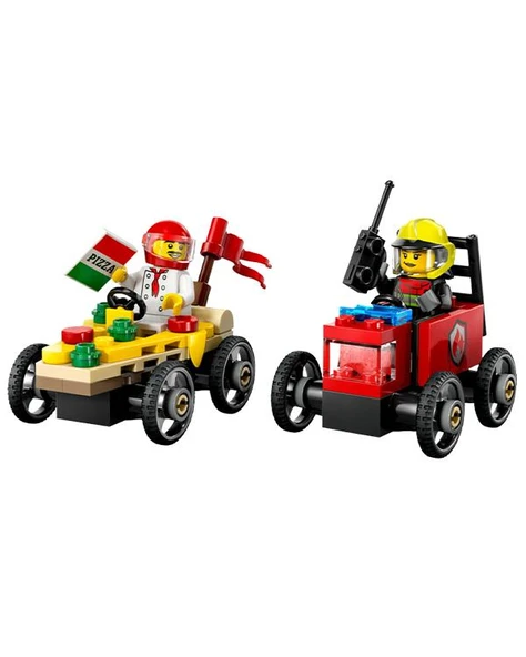 Lego City Pizza Arabası İtfaiye Kamyonuna Karşı Yarış Arabası Paketi 60458 - 3