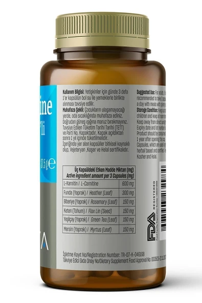Talya L-carnitine, L-karnitinli Bitkisel Karışım Içeren Takviye Edici Gıda, 60 Kapsül - Resim 5