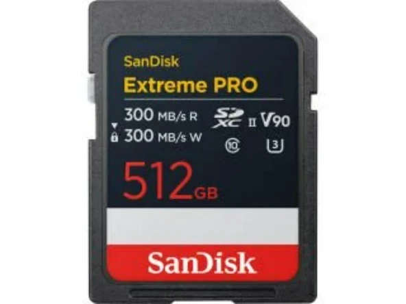 SanDisk Extreme Pro 512GB 300/300MB/s SDXC V90 UHS-II U3 8K/4K UHD Hafıza Kartı SDSDXDM-512G-GN4IN
