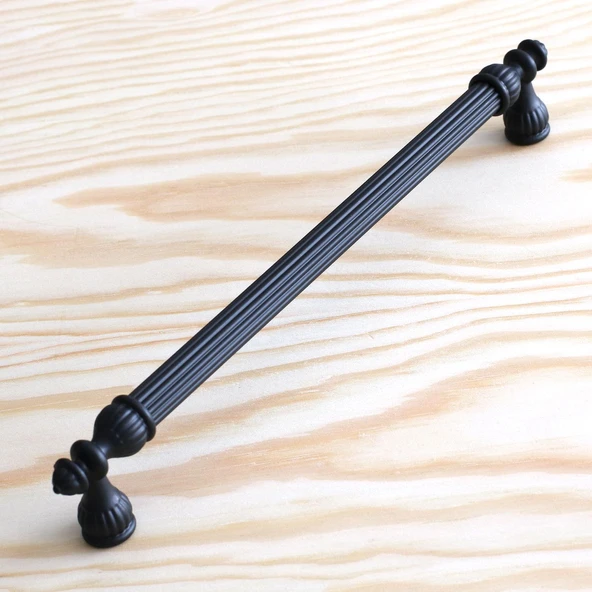 10 Adet Şah Kulp Mobilya Mutfak Dolabı Çekmece Dolap Kulpları Kapak Kulpu Kulbu Siyah 192 mm Metal - Resim 5