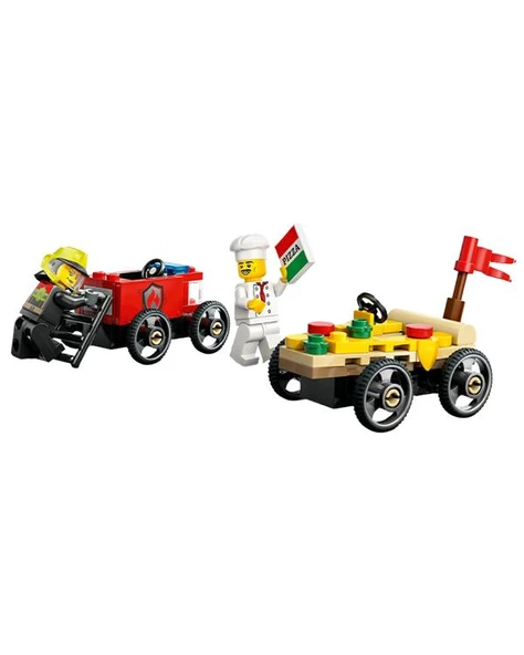 Lego City Pizza Arabası İtfaiye Kamyonuna Karşı Yarış Arabası Paketi 60458 - 2