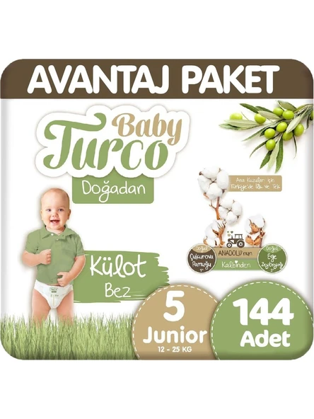 Baby Turco Doğadan 5 Numara Junior 144'lü Külot Bez