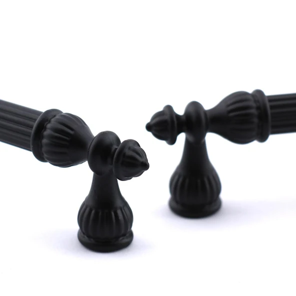 10 Adet Şah Kulp Mobilya Mutfak Dolabı Çekmece Dolap Kulpları Kapak Kulpu Kulbu Siyah 192 mm Metal - Resim 2