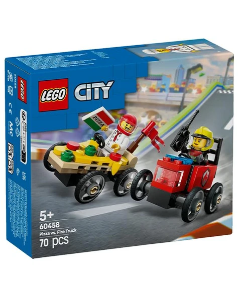 Lego City Pizza Arabası İtfaiye Kamyonuna Karşı Yarış Arabası Paketi 60458