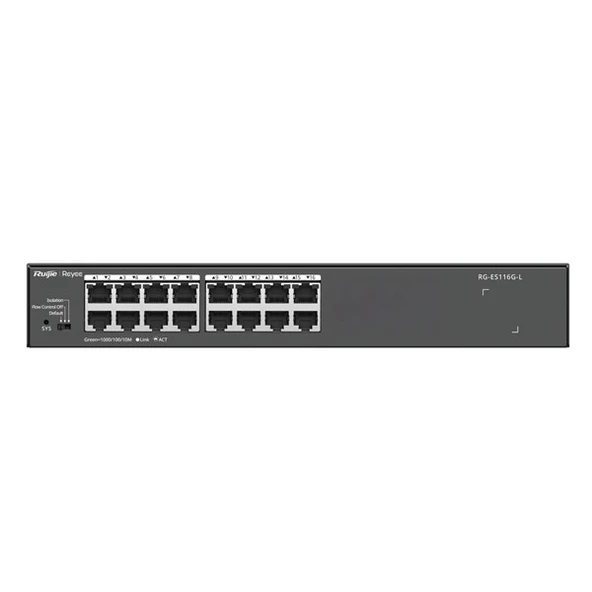 RUIJIE 16port REYEE RG-ES116G-L GIGABIT Yönetilemez Switch Çelik Kasa ürün görseli