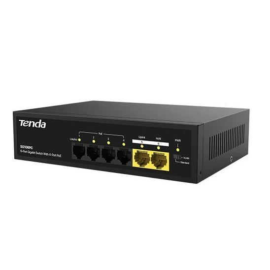 TENDA 6port 55w 4port PoE SG106PC GIGABIT 2GE Uplink Yönetilemez Switch - Resim 2