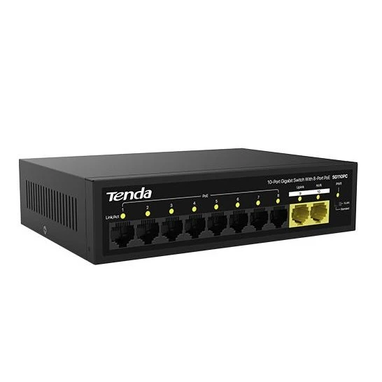 TENDA 10port 100w 8port PoE SG110PC GIGABIT 2-Uplink Yönetilemez Switch - Resim 3