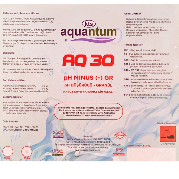 Aquantum 25 Kg Toz pH Düşürücü - pH (-) Reducer-ToptancıyızBiz - 2