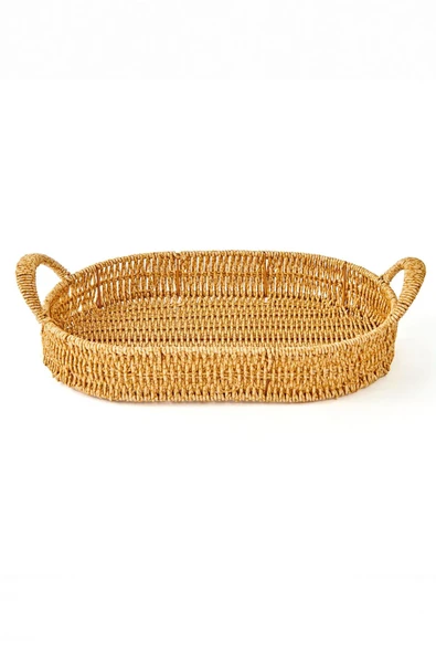 Nishev.com Evini Sev Oval 3'lü Hasır Tepsi Servis Sunum Tepsisi Organizer Düzenleyici Servis Tepsi Seti - 3