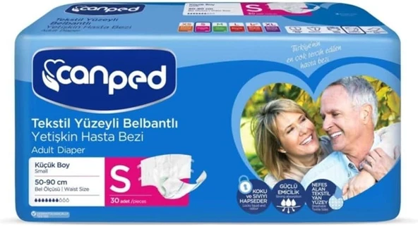 Canped Tekstil Yüzeyli Belbantlı Küçük Boy S 30'lu 2 Adet Hasta Bezi