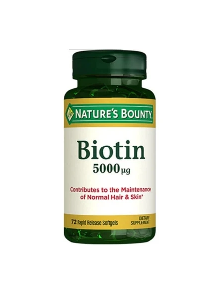 Nature's Bounty Biotin 5000 mcg 72 Kapsül