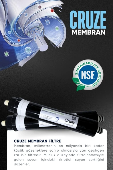 Cruze NSF Sertifikalı Membran Filtre Ters Osmoz Su Arıtma Filtresi - 2