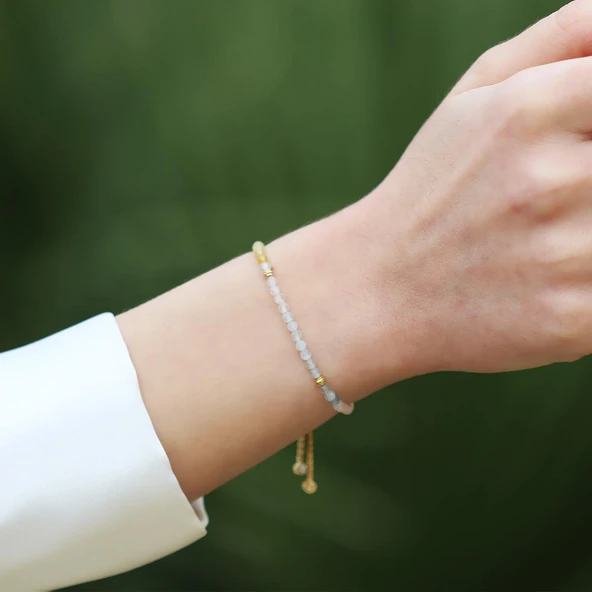 Aytaşlı Asansörlü Gold Gümüş Bileklik - Resim 2