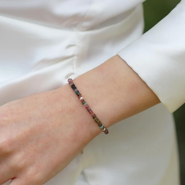 Turmalin Taşlı Asansörlü Gümüş Bileklik - Resim 4