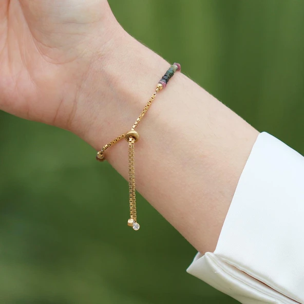 Turmalin Taşlı Asansörlü Gümüş Bileklik - Resim 3