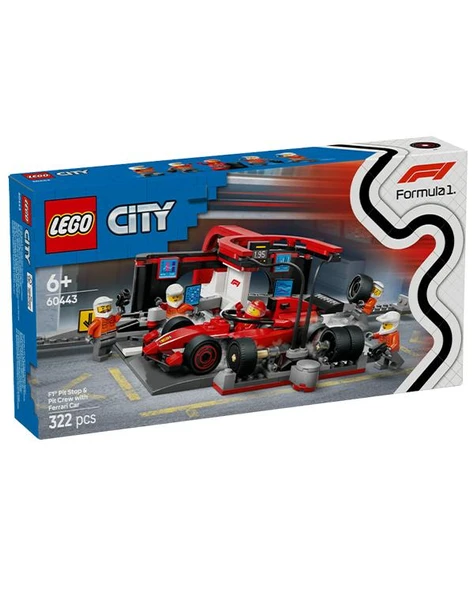Lego City Ferrari Arabalı F1 Pit Stop ve Pit Ekibi 60443