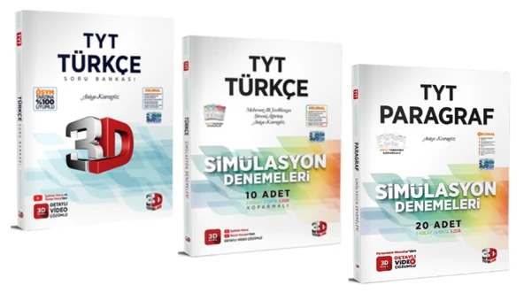 3D YAYINLARI TYT TÜRKÇE SORU BANKASI - TYT TÜRKÇE SİMÜLASYON DENEME - TYT PARAGRAF SİMÜLASYON DENEME