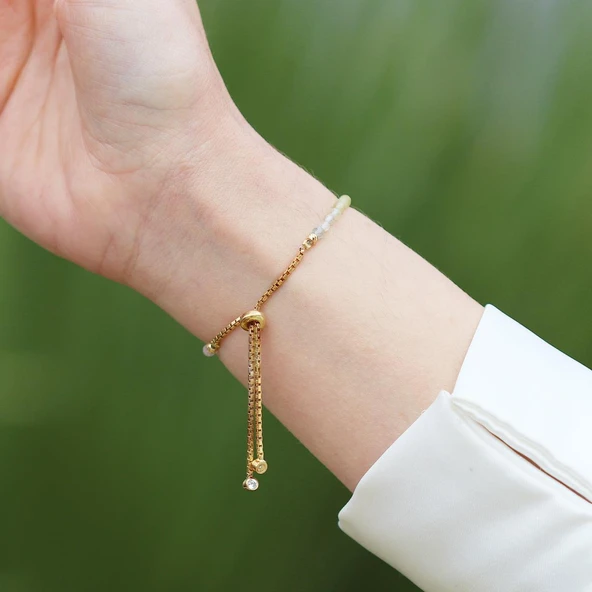 Aytaşlı Asansörlü Gold Gümüş Bileklik - Resim 3