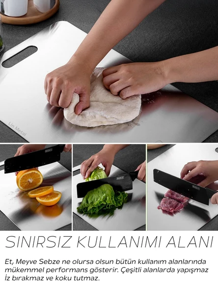 Paslanmaz Çelik Kesme Tahtası, Antibakteriyel, 304 Kalite - Resim 5