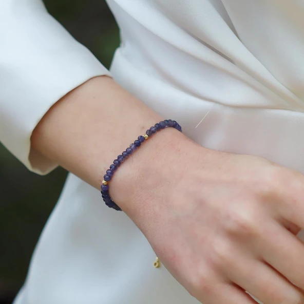 Safir Taşlı Asansörlü Gümüş Bileklik ürün görseli 1