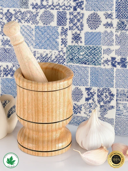 Ahşap Havan Sarımsak Döveceği Büyük Boy 12 Cm, 7 Diş Sarımsak Kapasite, Hakiki Ahşap Ezici - Resim 2