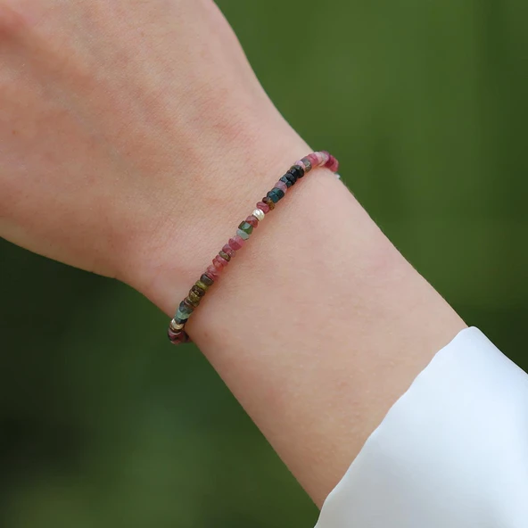 Turmalin Taşlı Asansörlü Gümüş Bileklik - Resim 5