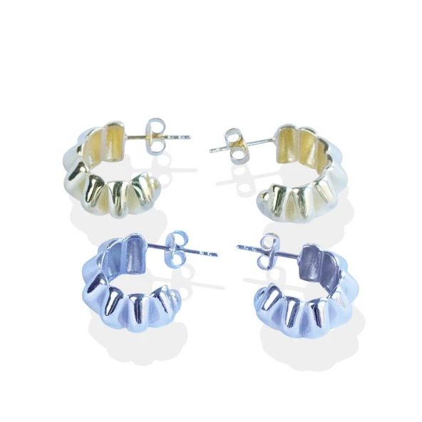 Trend Bombeli Gümüş Küpe - Resim 7