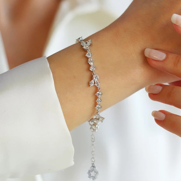 Pndr Taşlı Figürlü Gümüş Bileklik - Resim 5