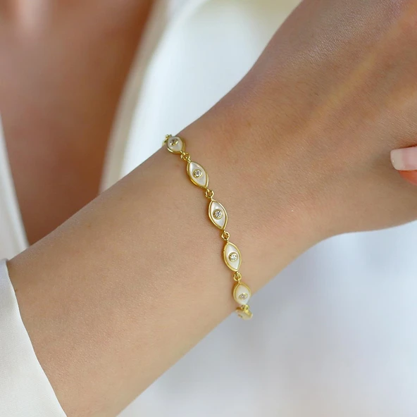 Sedefli Göz Gold Gümüş Bileklik ürün görseli 1