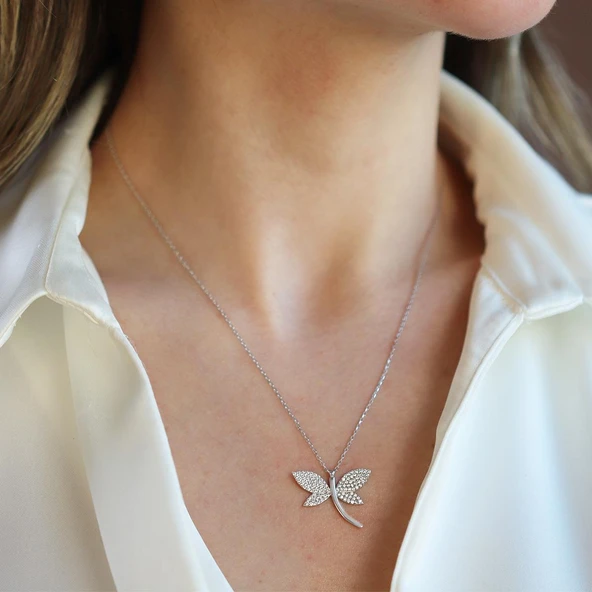 Yusufçuk Zirkon Taşlı Gümüş Kolye - Resim 2