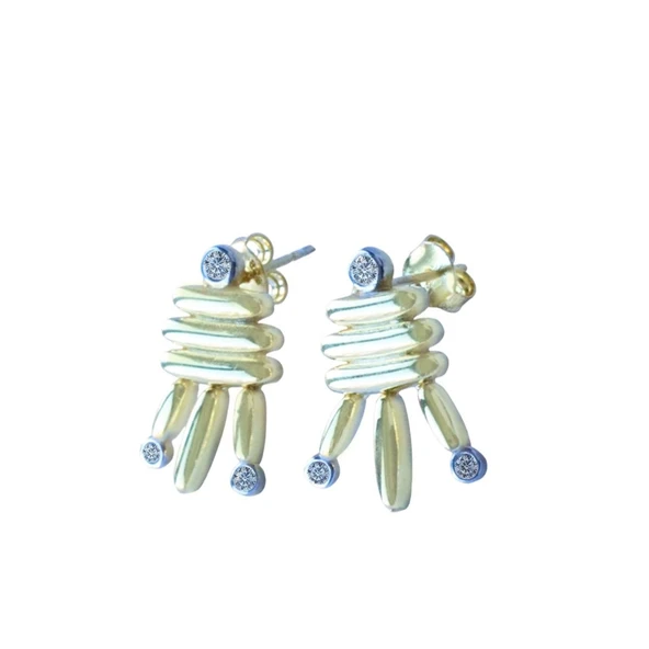 Camber Trend Gold Gümüş Küpe - Resim 4