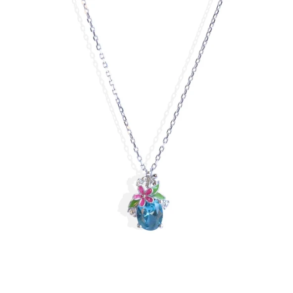 Tanzanit Taşlı Çiçekli Gümüş Kolye - Resim 8