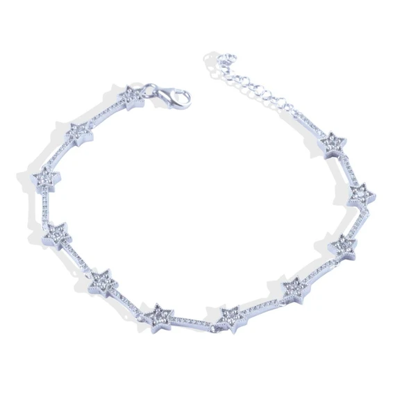 Pndr Yıldız Zirkon Taşlı Gümüş Bileklik - Resim 4