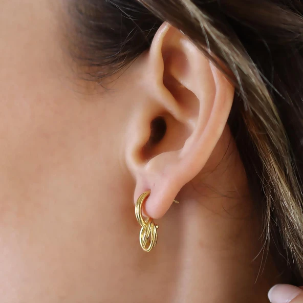 Düğümlü Gümüş Küpe - Resim 3