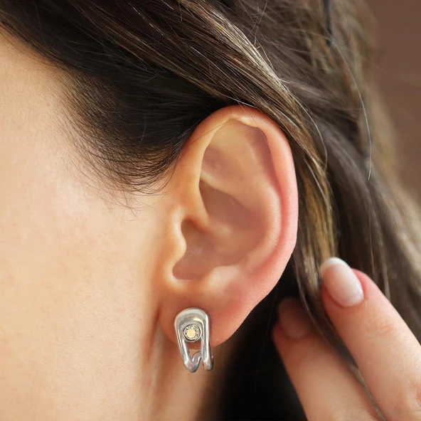 Msska Model Bombeli Gümüş Küpe - Resim 5