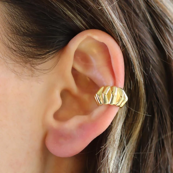 Trend Bombeli Cuff Gümüş Küpe ürün görseli 1