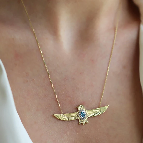 Baykuş Gold Tasarım Gold Gümüş Kolye - Resim 3