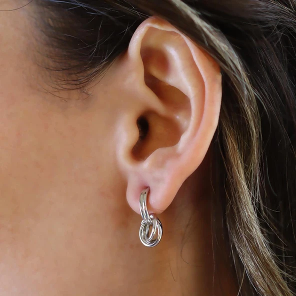 Düğümlü Gümüş Küpe - Resim 6