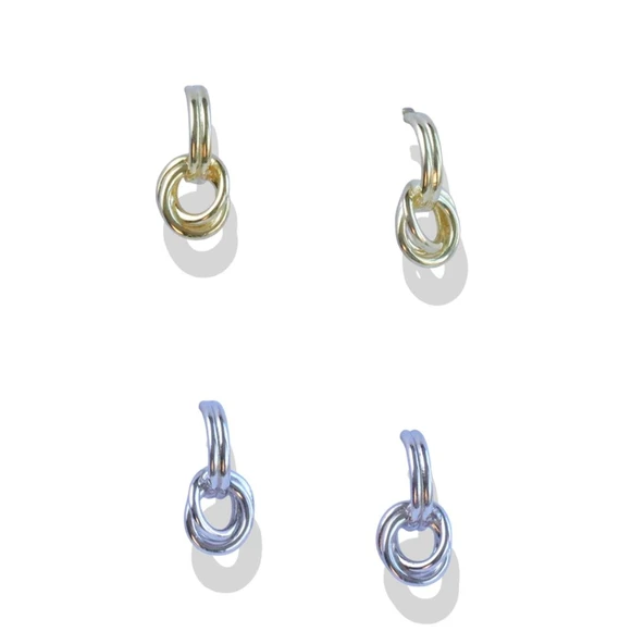 Düğümlü Gümüş Küpe - Resim 7