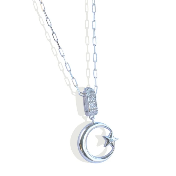 Ay Yıldız Charm Trend Gümüş Kolye - Resim 5