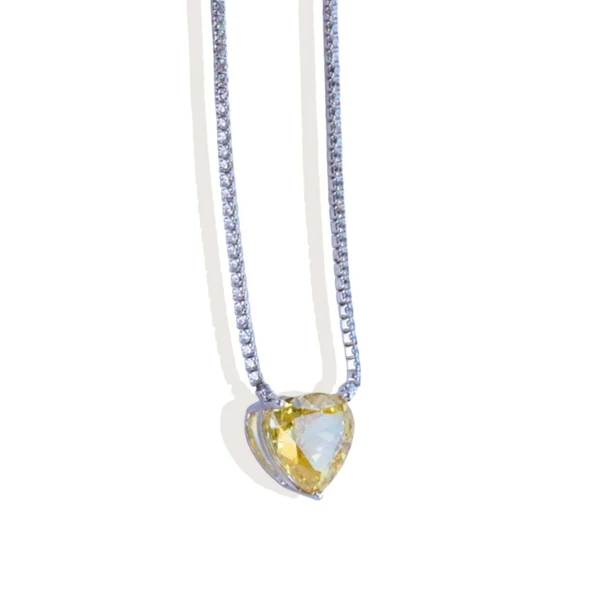 Kalpli Sitrin Taşlı Su Yolu Gümüş Kolye - Resim 4